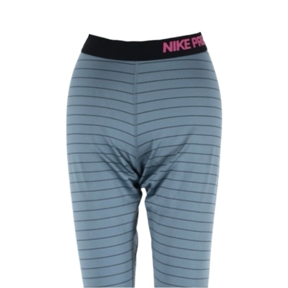 Nike Pro Hyperwarm Stripe Training Tights Blue Graphite Black Size XS - Picture 4 of 10